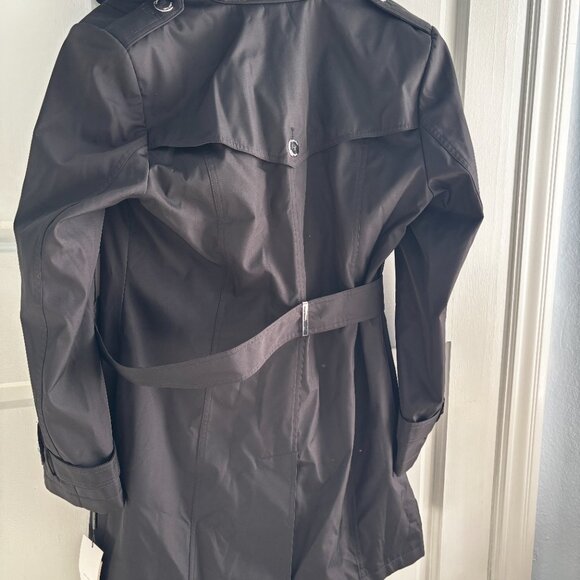 Calvin Klein Small Black Trench Coat (Waterproof) Size M - Picture 2 of 3